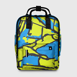 Рюкзак женский Жёлто-голубая графика, цвет: 3D-принт