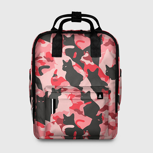 Женский рюкзак Розовый камуфляж из котов / 3D-принт – фото 1