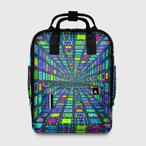 Женский рюкзак Абстрактный узор коридор из разноцветных квадратов / 3D-принт – фото 1