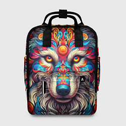 Рюкзак женский Красочный волк, цвет: 3D-принт