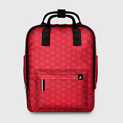 Рюкзак женский Красные сердечки на красном фоне, цвет: 3D-принт