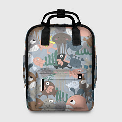 Рюкзак женский Милый мультфильм о морских животных, цвет: 3D-принт