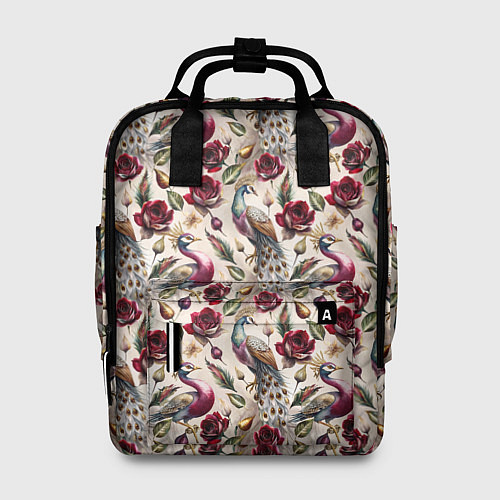 Женский рюкзак Цветочный паттерн с павлинами / 3D-принт – фото 1