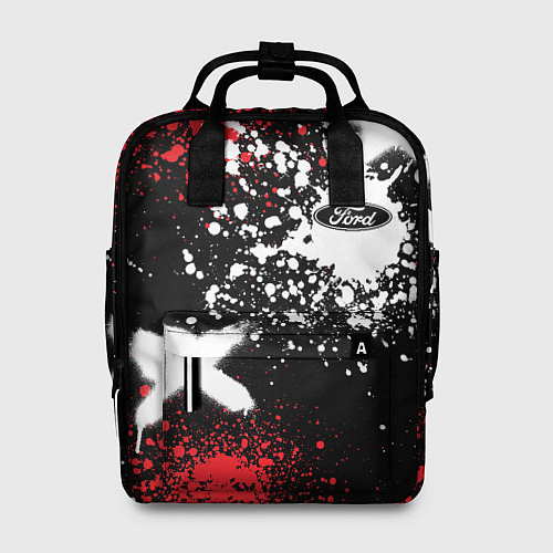 Женский рюкзак Форд на фоне граффити и брызг красок / 3D-принт – фото 1