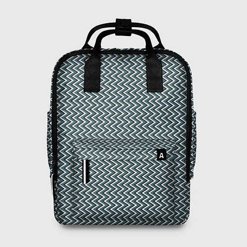 Женский рюкзак Треугольные полосы бело-бирюзовый / 3D-принт – фото 1