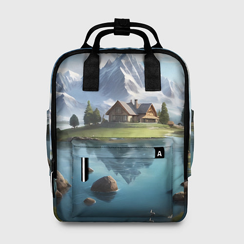 Женский рюкзак Чудесный день на берегу озера в горах / 3D-принт – фото 1