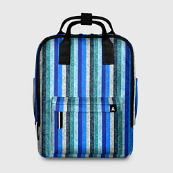 Рюкзак женский Сине-бирюзовый полосатый, цвет: 3D-принт