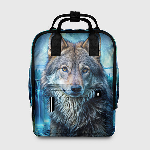 Женский рюкзак Волк и водопад / 3D-принт – фото 1