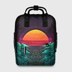 Рюкзак женский Пиксельный ретро закат, цвет: 3D-принт