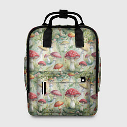Рюкзак женский Дикие грибы лесные мухоморы, цвет: 3D-принт