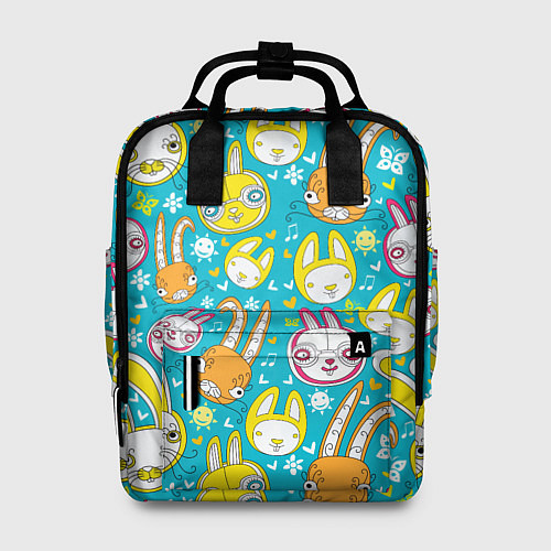 Женский рюкзак Разноцветные зайцы / 3D-принт – фото 1