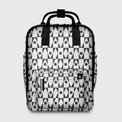 Рюкзак женский Чёрно-белые ромбы и круги на белом фоне, цвет: 3D-принт