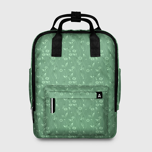 Женский рюкзак Яркий зеленый однотонный цветочный узор / 3D-принт – фото 1