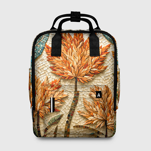 Женский рюкзак Мозаика осенняя листва в теплых тонах / 3D-принт – фото 1