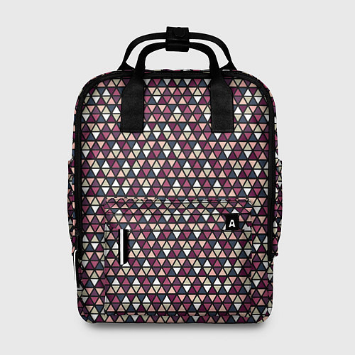 Женский рюкзак Тёмно-красный геометричный треугольники / 3D-принт – фото 1