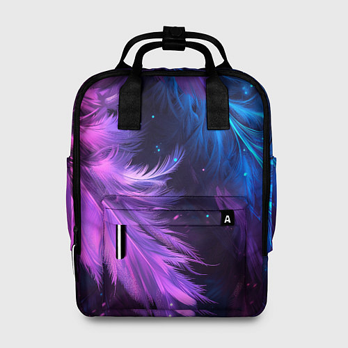 Женский рюкзак Искрящиеся перья в розовых и голубых оттенках / 3D-принт – фото 1