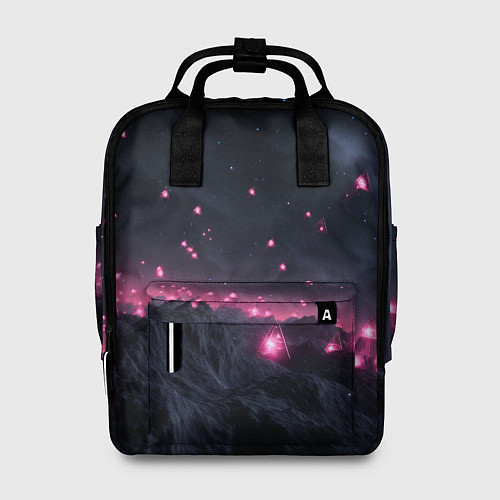 Женский рюкзак Яркие пирамидки в космосе / 3D-принт – фото 1