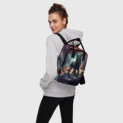 Рюкзак женский Звёздная космическая пантера - нейросеть неоновое, цвет: 3D-принт — фото 2