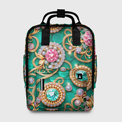Женский рюкзак Ювелирные бирюзовые украшение с золотом и бриллиан