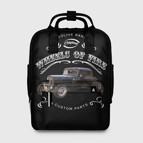 Женский рюкзак Хот-род и надпись колеса огня / 3D-принт – фото 1