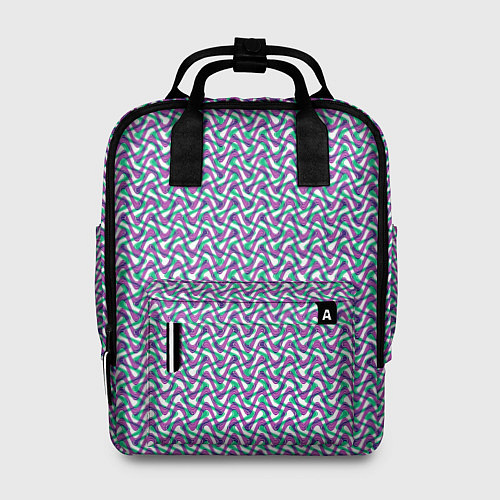 Женский рюкзак Волнистые полосы текстурированный сиренево-бирюзов / 3D-принт – фото 1