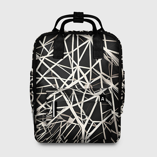 Женский рюкзак Белые хаотичные линии на чёрном фоне / 3D-принт – фото 1
