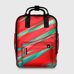 Рюкзак женский Красный и бирюзовый абстрактный полосы, цвет: 3D-принт