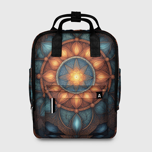Женский рюкзак Симметричный орнамент - мандала узор со светящейся / 3D-принт – фото 1