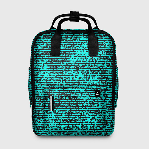 Женский рюкзак Ярко-голубой в чёрную текстурированную полоску / 3D-принт – фото 1