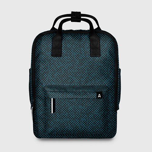 Женский рюкзак Текстурированный чёрно-бирюзовый / 3D-принт – фото 1