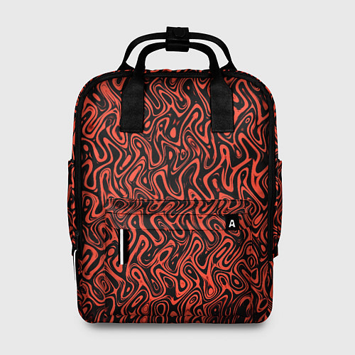 Женский рюкзак Чёрно-коралловый абстрактный узор / 3D-принт – фото 1