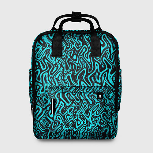 Женский рюкзак Чёрно-голубой абстрактный узор / 3D-принт – фото 1