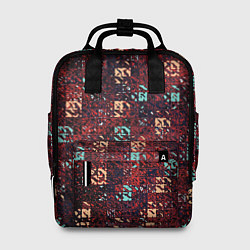Рюкзак женский Тёмный красный текстурированный кубики, цвет: 3D-принт