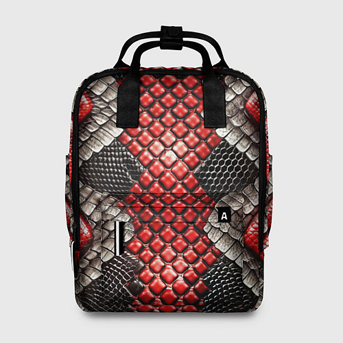Женский рюкзак Змеиная объемная текстурная красная шкура / 3D-принт – фото 1
