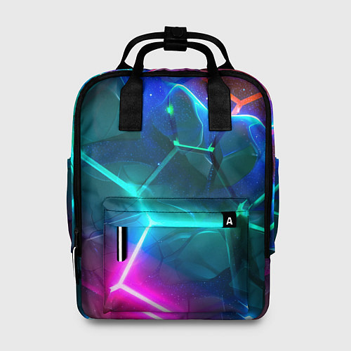 Женский рюкзак Яркие неоновые радужные разбитые плиты / 3D-принт – фото 1