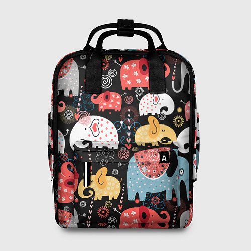 Женский рюкзак Разноцветные слоны узор / 3D-принт – фото 1