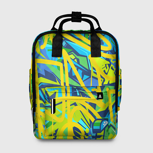 Женский рюкзак Желто-зеленое граффити / 3D-принт – фото 1