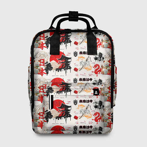 Женский рюкзак Японские символы и элементы культуры / 3D-принт – фото 1