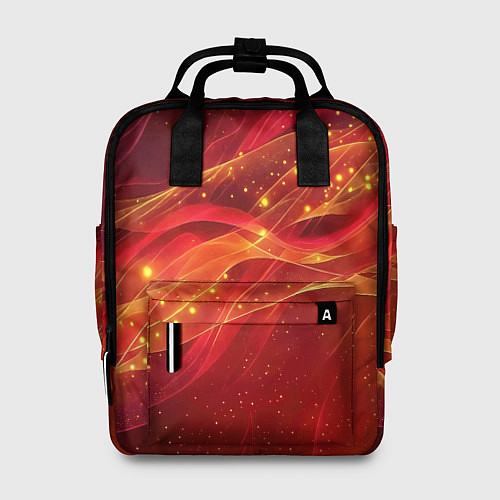 Женский рюкзак Красные и оранжевые линии с золотым блеском / 3D-принт – фото 1