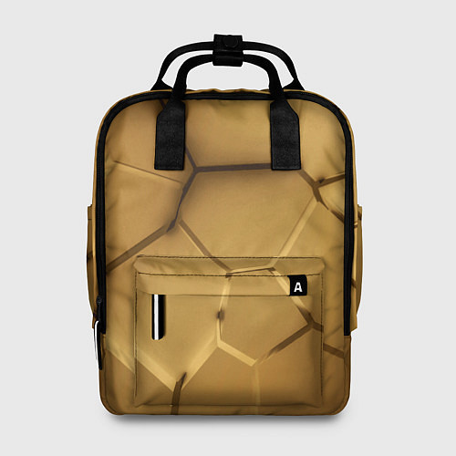 Женский рюкзак Золотые неоновые плиты в разломе / 3D-принт – фото 1