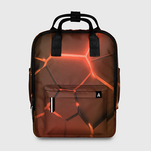 Женский рюкзак Оранжевые неоновые плиты в разломе / 3D-принт – фото 1