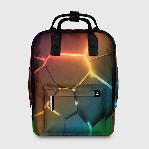 Женский рюкзак Радужные неоновые плиты в разломе / 3D-принт – фото 1