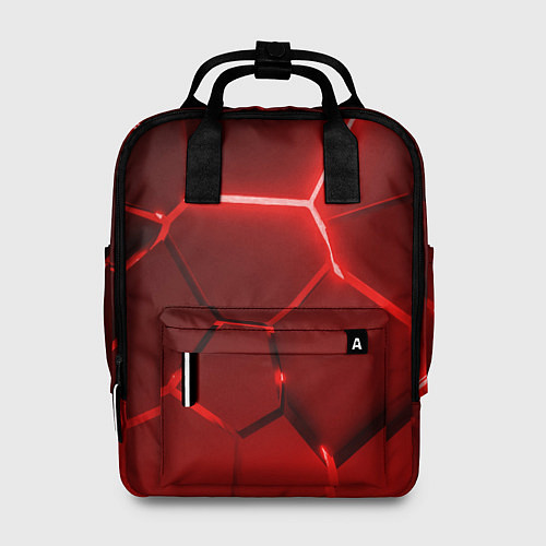 Женский рюкзак Яркие красные неоновые плиты в разломе / 3D-принт – фото 1