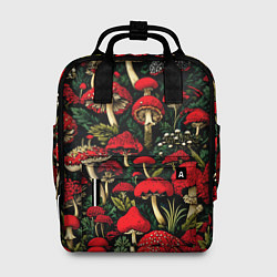 Рюкзак женский Лесные красные грибы мухоморы - паттерн, цвет: 3D-принт
