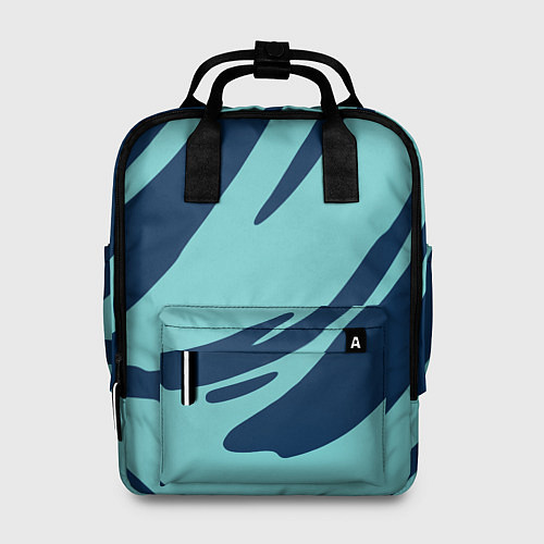 Женский рюкзак Тёмно-синий и бирюзовый абстракция / 3D-принт – фото 1