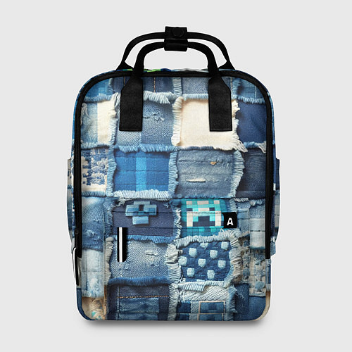 Женский рюкзак Minecraft на пэчворк дениме / 3D-принт – фото 1