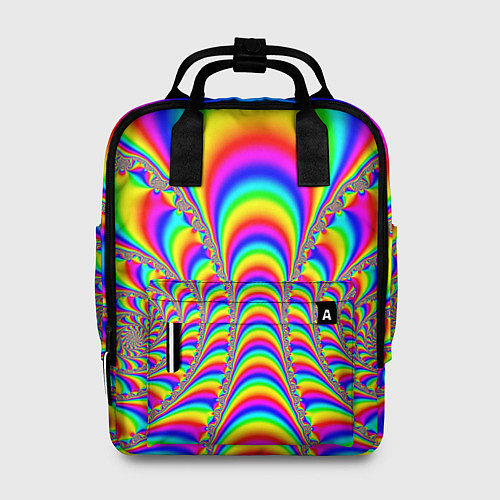 Женский рюкзак Оптические иллюзии волны неон / 3D-принт – фото 1