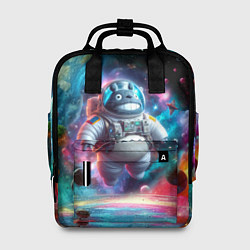 Рюкзак женский Astronaut Totoro in neon space - ai art fantasy, цвет: 3D-принт