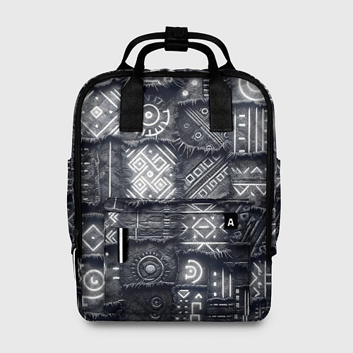 Женский рюкзак Африканские узоры на пэчворк дениме / 3D-принт – фото 1