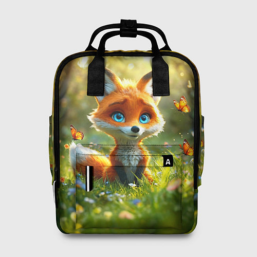 Женский рюкзак Рыжая лисичка и бабочки / 3D-принт – фото 1
